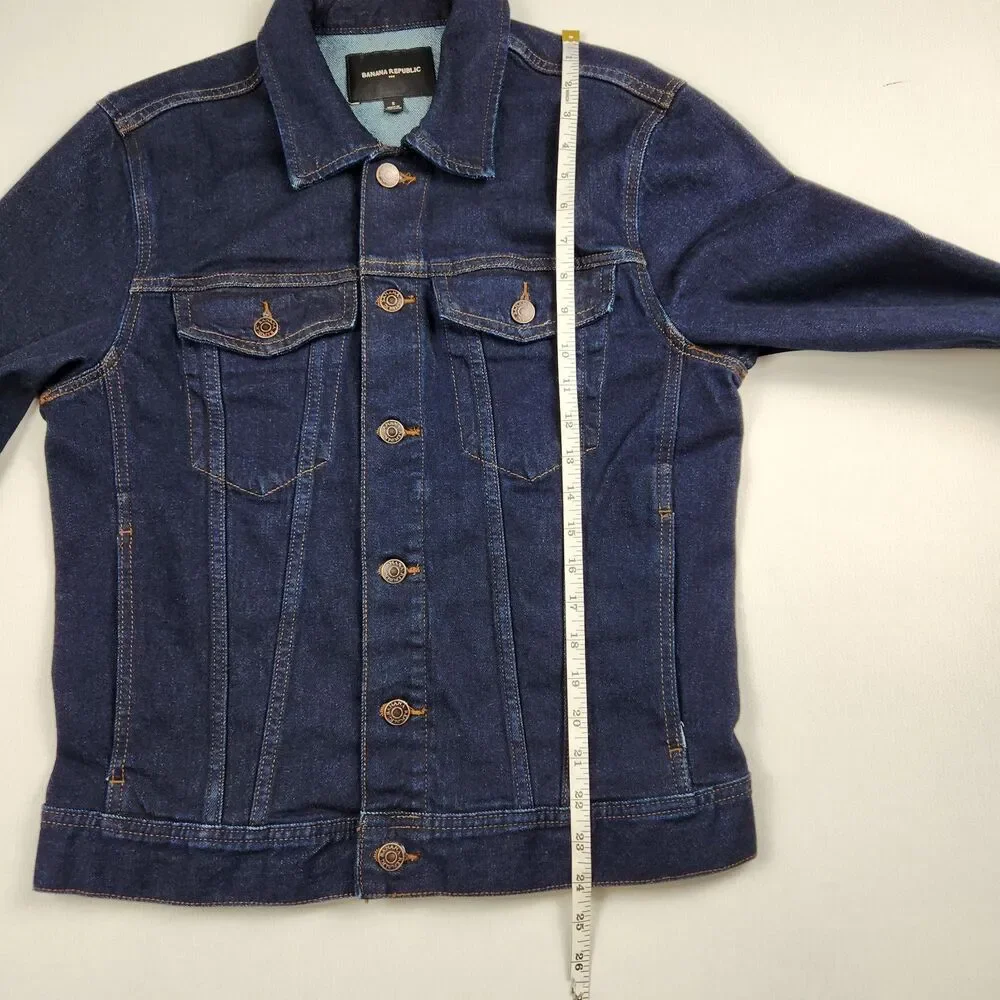 Banana Republic Denim Trucker Jacket Mens S Heritage Cotton Indigo Dark Wash